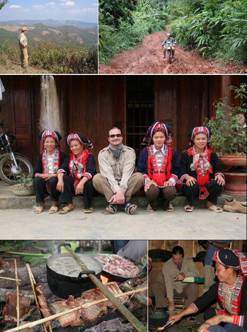 Au nord du Laos/Off road au Laos. Chez les Dao Do (une minorité ethnique au nord du Viet Nam). Repas en plein milieu de la jungle laotienne, frontière Birmanie. «C’était excellent, vu que nous mangions du riz frit depuis trois jours !». L’instant privilégié dans la «cuisine» des Dao Do En hiver, le seul moyen de se réchauffer. © Rolf Lambert/Bernd Girrbach/Laurent Severac