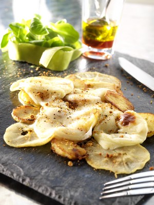 Carpaccio de cabécou aux 2 pommes