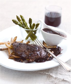 Steak de gigot d’agneau au poivre