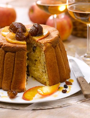 Charlotte aux pommes, châtaignes et fruits secs