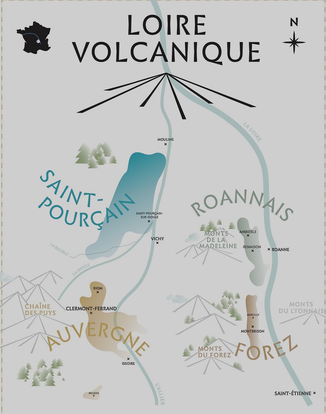 la carte de la Loire Volcanique